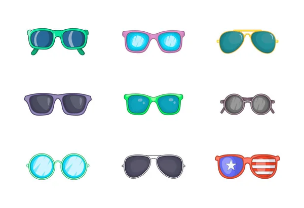 Sluneční brýle sada ikon, kreslený styl — Stockový vektor