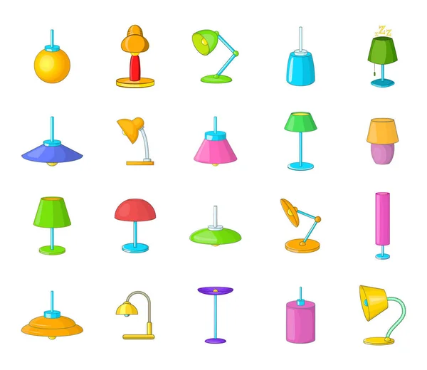 Conjunto de iconos de lámpara, estilo de dibujos animados — Archivo Imágenes Vectoriales