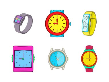 Akıllı izle simge seti, karikatür tarzı