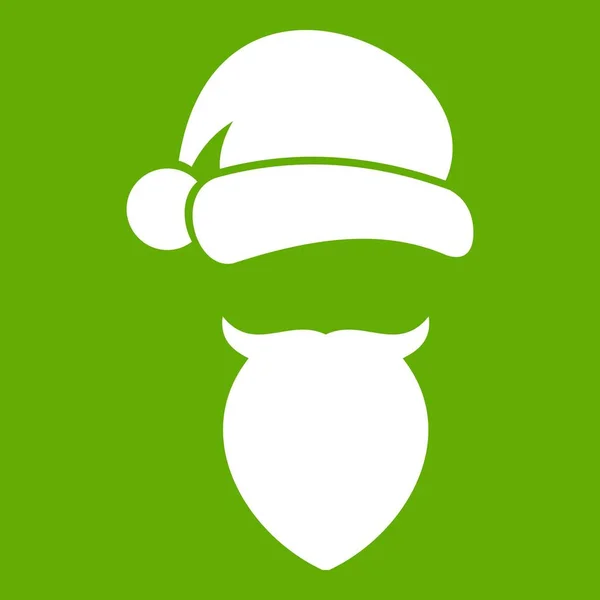 Jultomten hatt och skägg ikonen grön — Stock vektor
