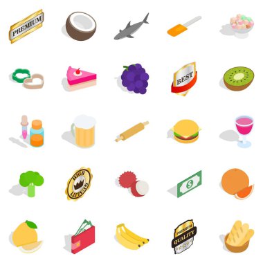 Şef Ocak Icons set, izometrik stili