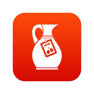 Zeytinyağı simgesi dijital kırmızı ile sürahi