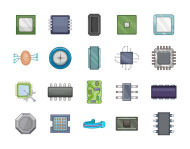 Çip simge seti, karikatür tarzı