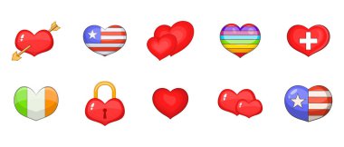 Kalp simge seti, karikatür tarzı