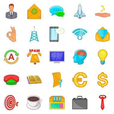 Icons set coworking, karikatür tarzı