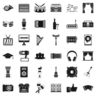 Şarkı Icons set, basit tarzı