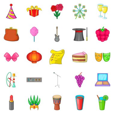 Kokteyl parti Icons set, karikatür tarzı