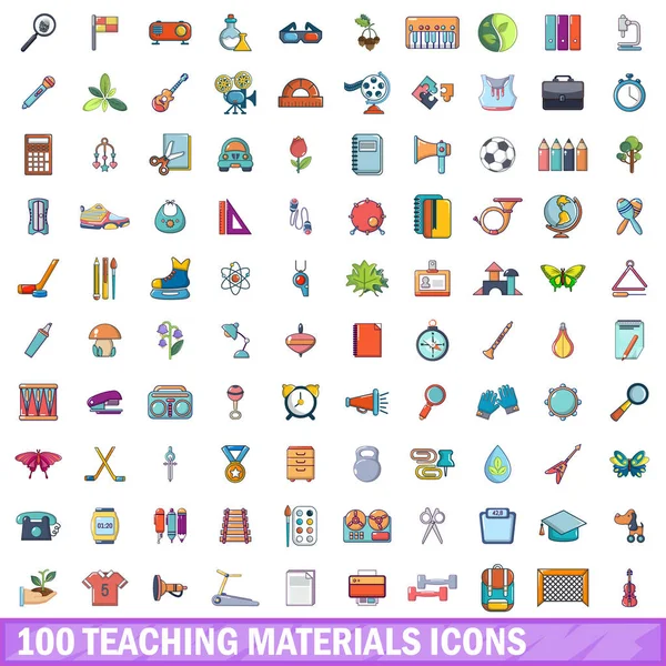 malzemeler simgeler öğretim 100 ayarla, tarzı çizgi film