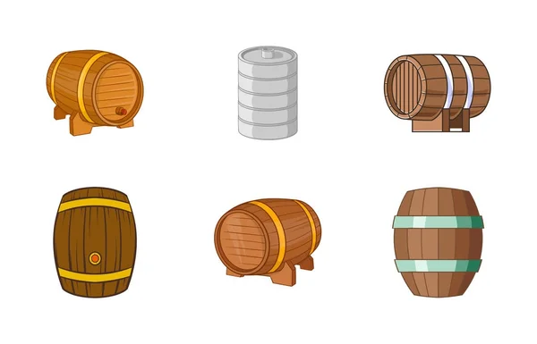 Barrel icon set, cartoon style — Stock Vector