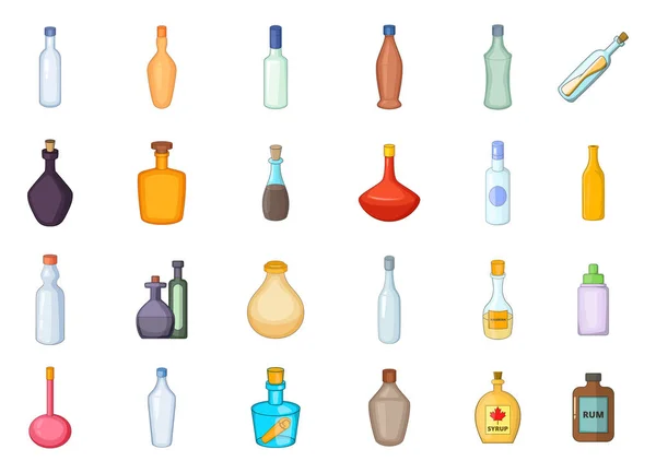 Conjunto de iconos de botella, estilo de dibujos animados — Vector de stock