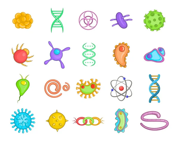 Virus icon set, cartoon style — Stock Vector