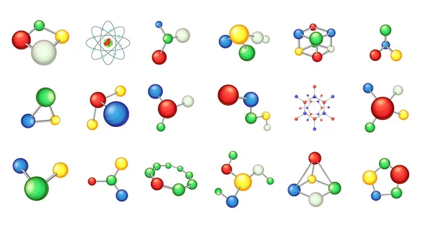 Molecule icono conjunto, estilo de dibujos animados — Archivo Imágenes Vectoriales