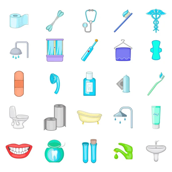 Conjunto de iconos de igiene personal, estilo de dibujos animados — Vector de stock