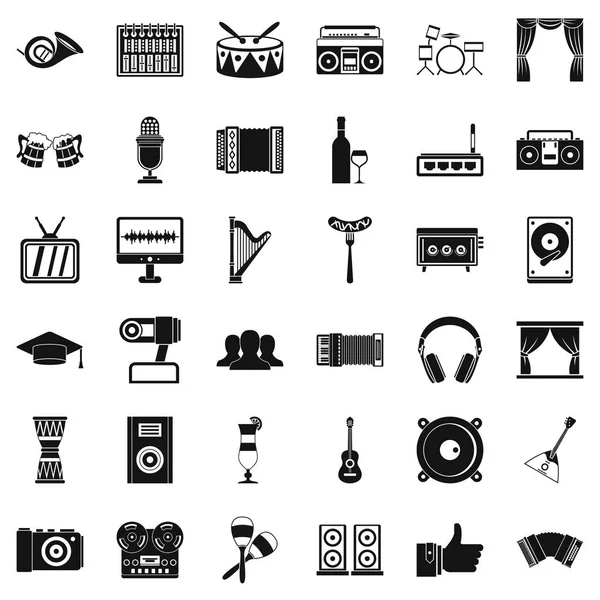 Şarkı Icons set, basit tarzı