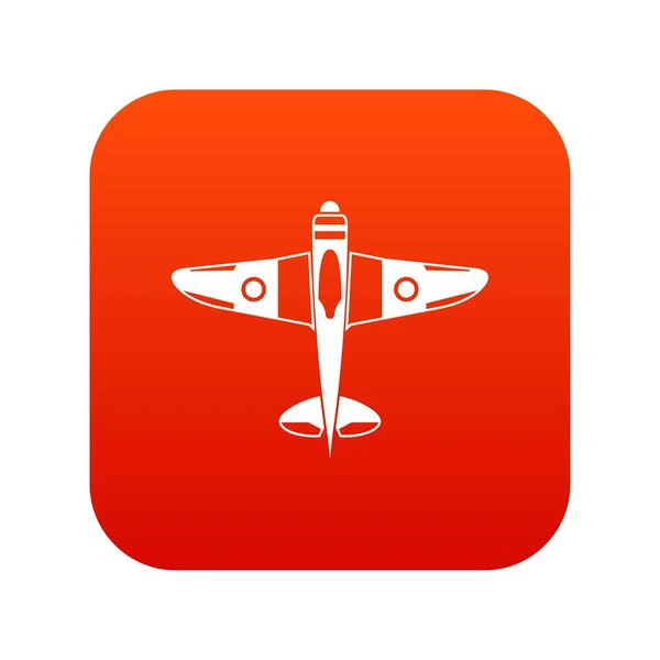Militaire vechter vliegtuig pictogram digitale rood — Stockvector