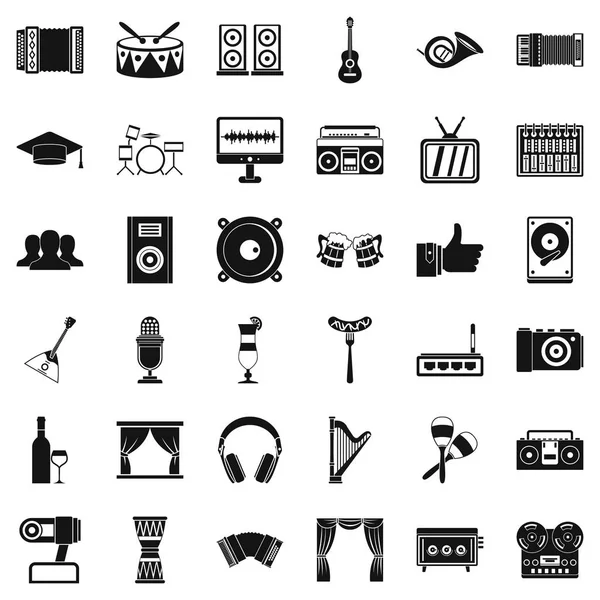 Conjunto de iconos de canción, estilo simple — Vector de stock