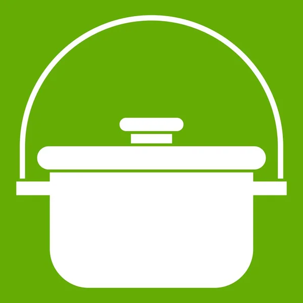 Cooking cauldron icon green — Stock Vector