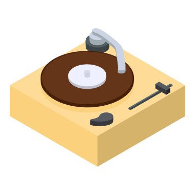 Vinil player simgesi, izometrik 3d stili