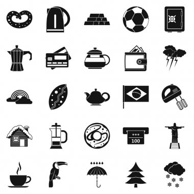 Kahve sabah Icons set, basit tarzı