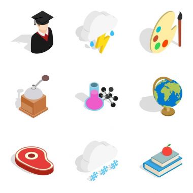 Öğretim yılı Icons set, izometrik stili