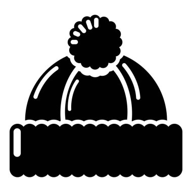 Kış şapka simgesi, basit siyah stil
