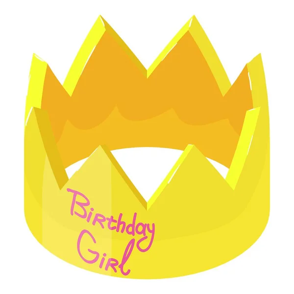 Corona icono de cumpleaños, estilo isométrico 3d — Vector de stock