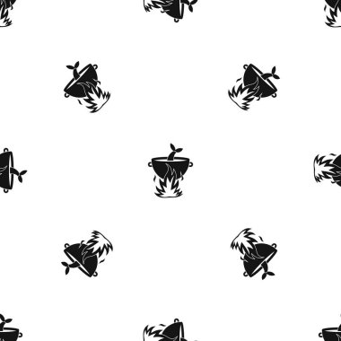 Balık çorbası bir yangın desen sorunsuz siyah