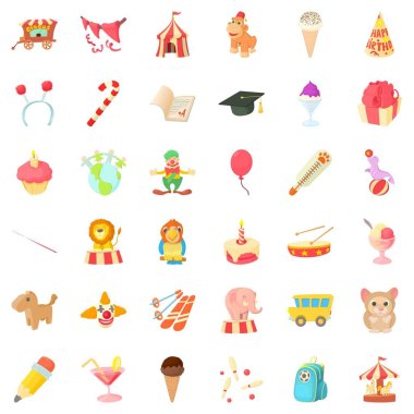 Doğum günü simgeler ayarla, tarzı çizgi film