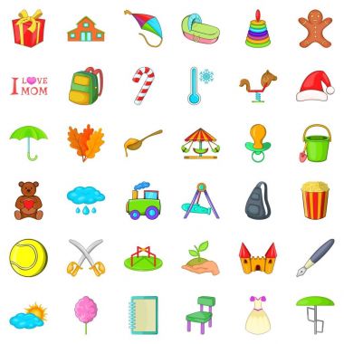 Anne kutlama Icons set, karikatür tarzı