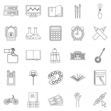 Skolastik derecesi Icons set, anahat stili