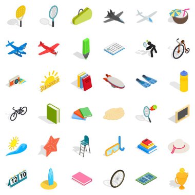 Çocuk Icons set, izometrik stili