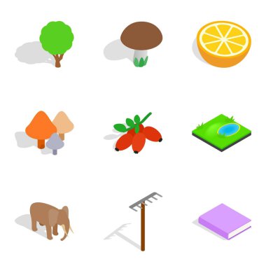 Biyoloji Icons set, izometrik stili