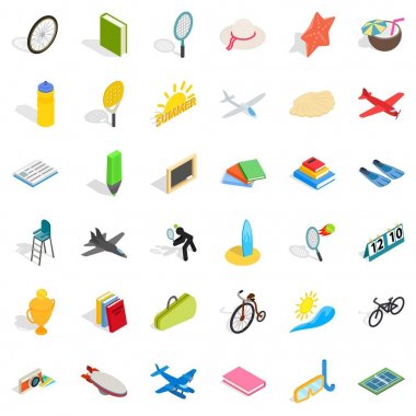 Eğlenceli Icons set, izometrik stili