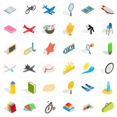 Çocuk Icons set, izometrik tarzı geri kalanı