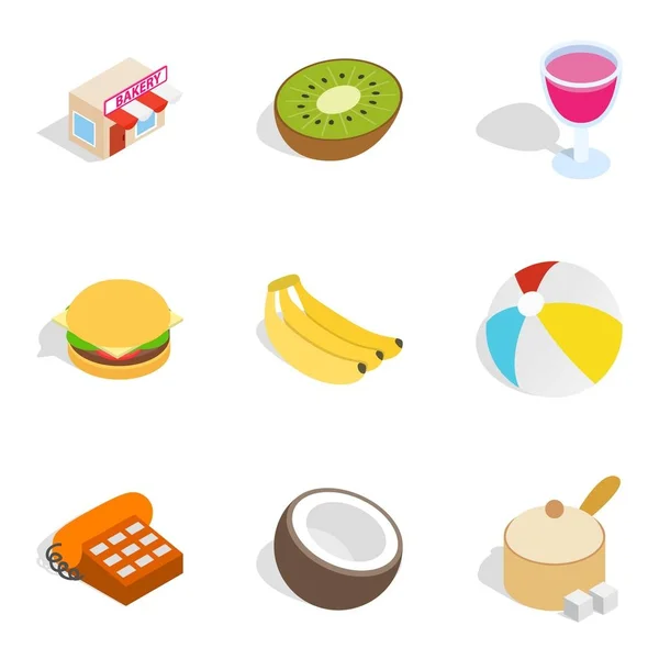 Conjunto de ícones de loja de bolos, estilo isométrico — Vetor de Stock