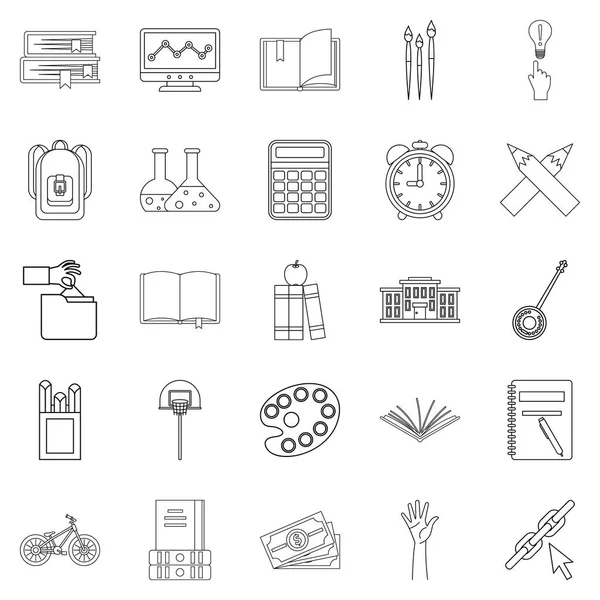 Skolastik derecesi Icons set, anahat stili