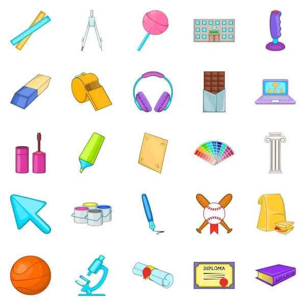 Skolastik Icons set, karikatür tarzı — Stok Vektör