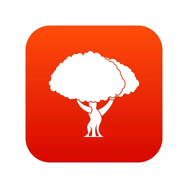 Ícone de árvore vermelho digital — Vetor de Stock