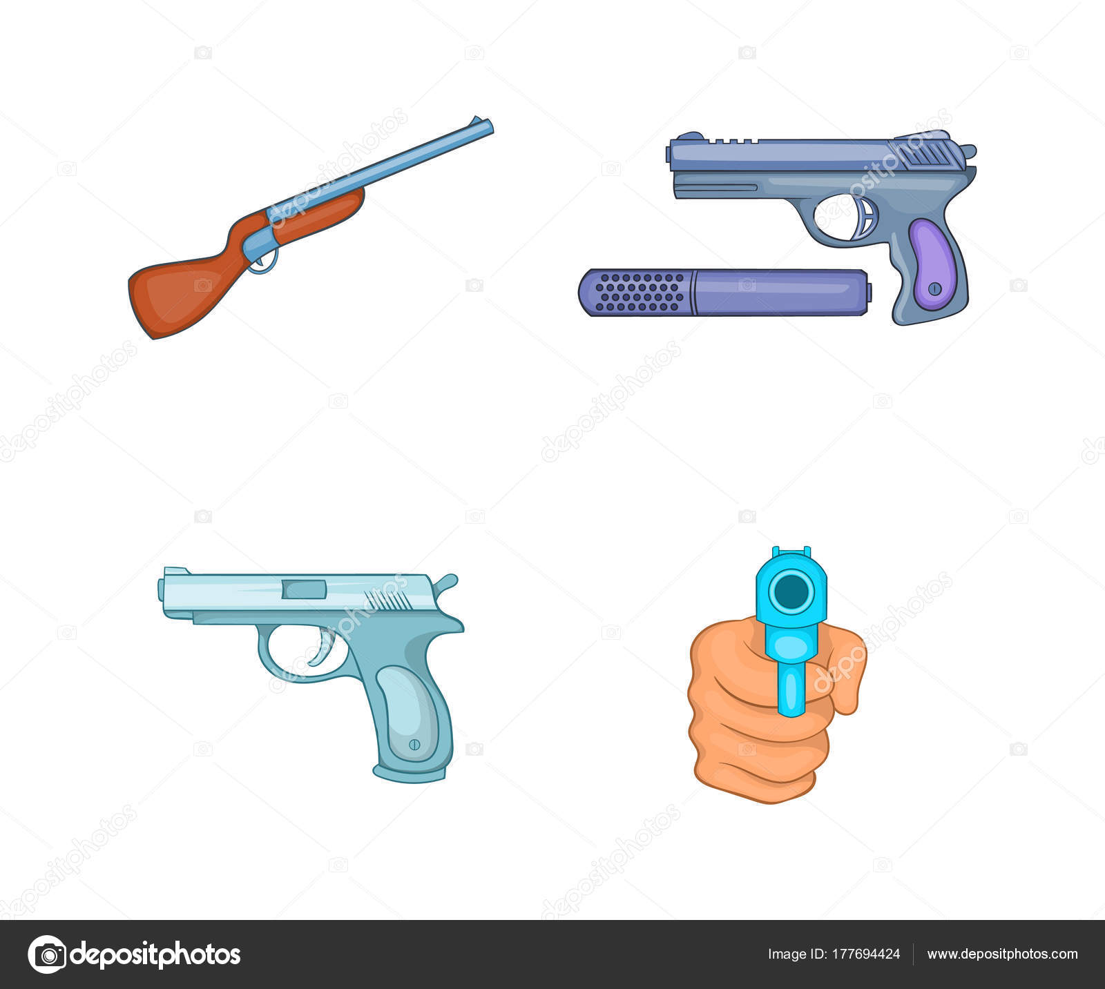 Fotos: armas animadas | Conjunto de iconos de arma, estilo de dibujos