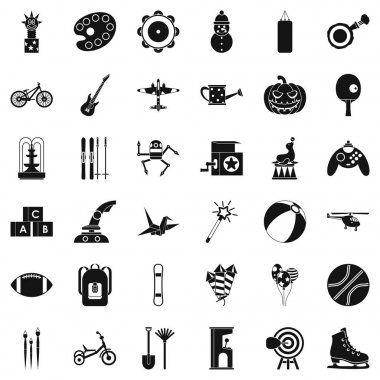 Çocuk etkinlik simgeler kümesi, basit tarzı