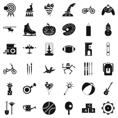 Çocuk etkinlik simgeler kümesi, basit tarzı