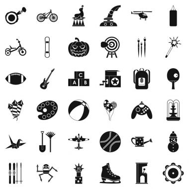 Çocuk Bisiklet Icons set, basit tarzı