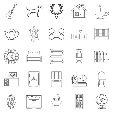 Rahat ev Icons set, anahat stili