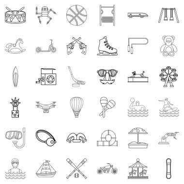 Çocuk şey Icons set, anahat stili