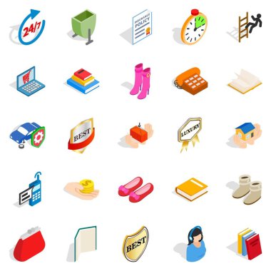 Ticari Icons set, izometrik stili