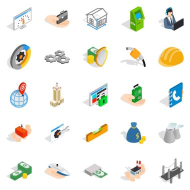 Sanayi şirketi Icons set, izometrik stili