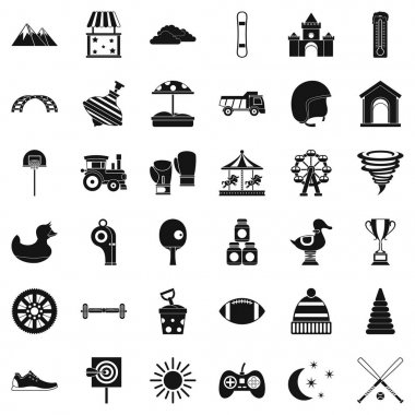 Çocuk oyun Icons set, basit tarzı