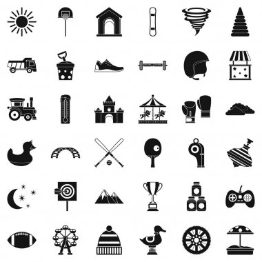 Bahçesi Icons set, basit tarzı