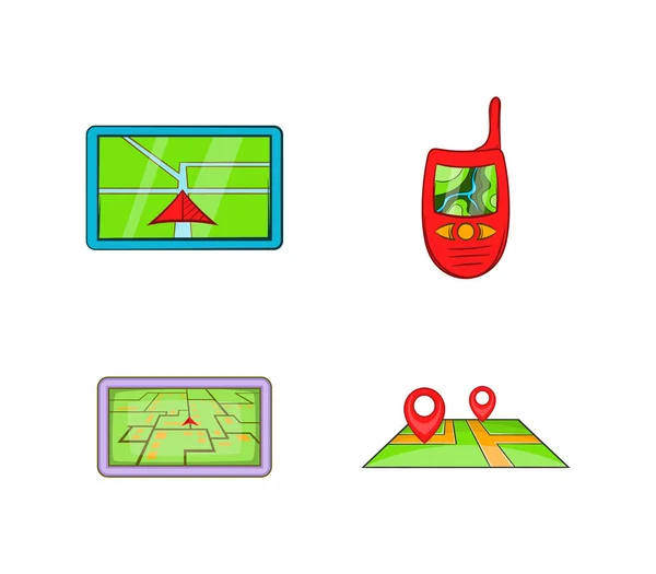Set di icone Gps, stile cartone animato — Vettoriale Stock
