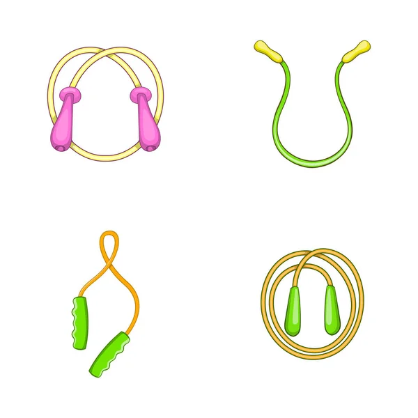 Conjunto de iconos de cuerda de salto, estilo de dibujos animados — Vector de stock